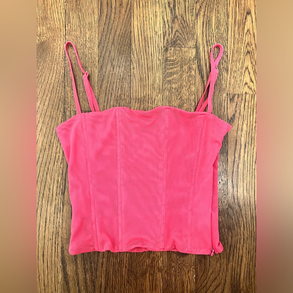 Tiger Mist Averill Corset Crop Top - Hot Pink, Size XS